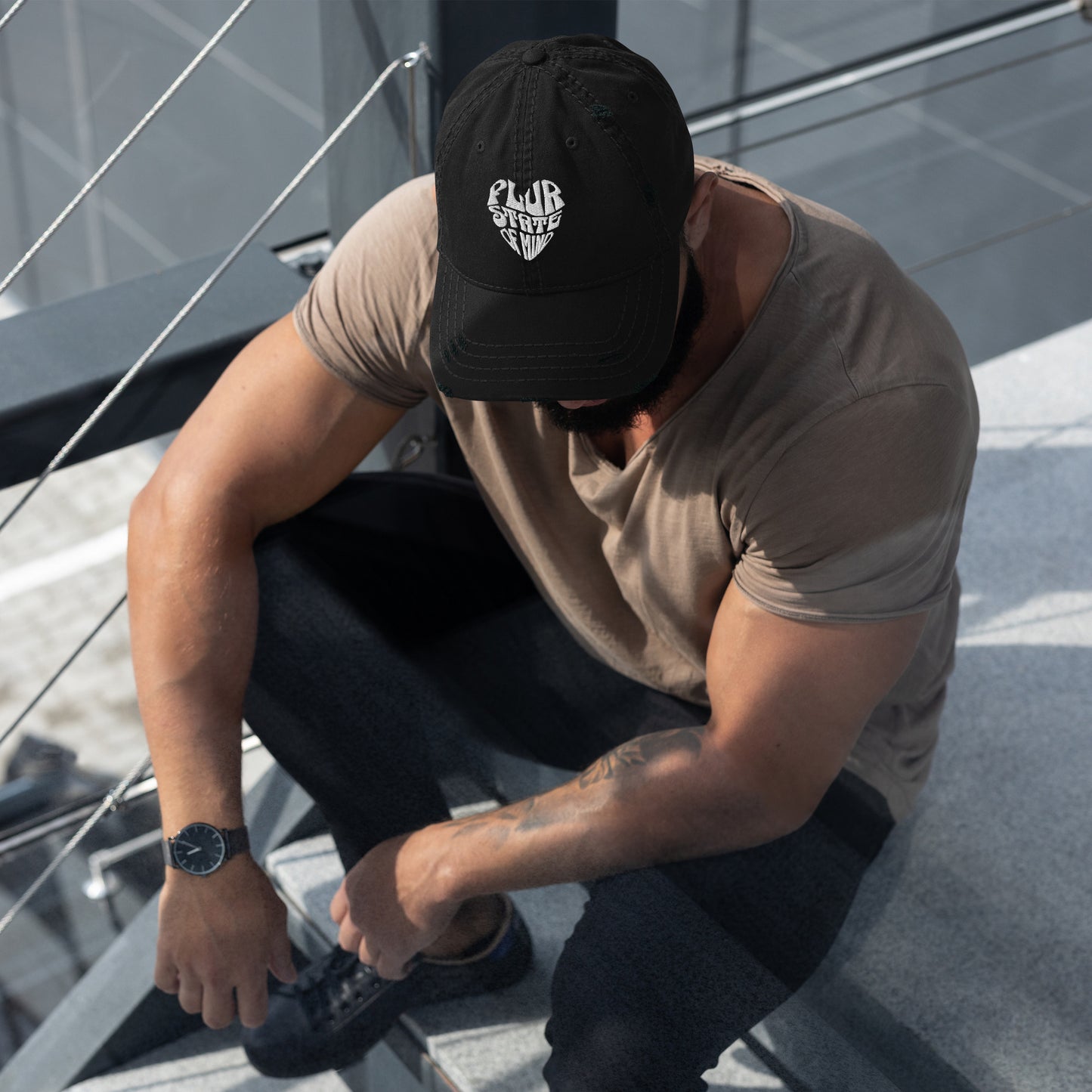 PLUR Heart Distressed Dad Hat