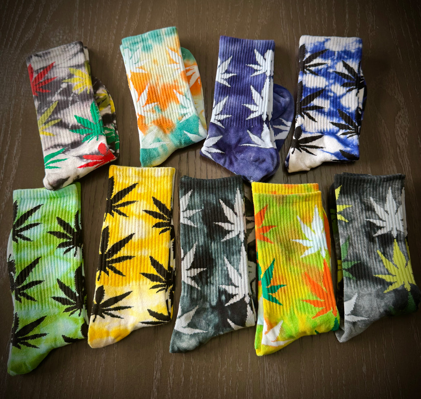 PLUR Leaf Tie-Dye Crew Socks