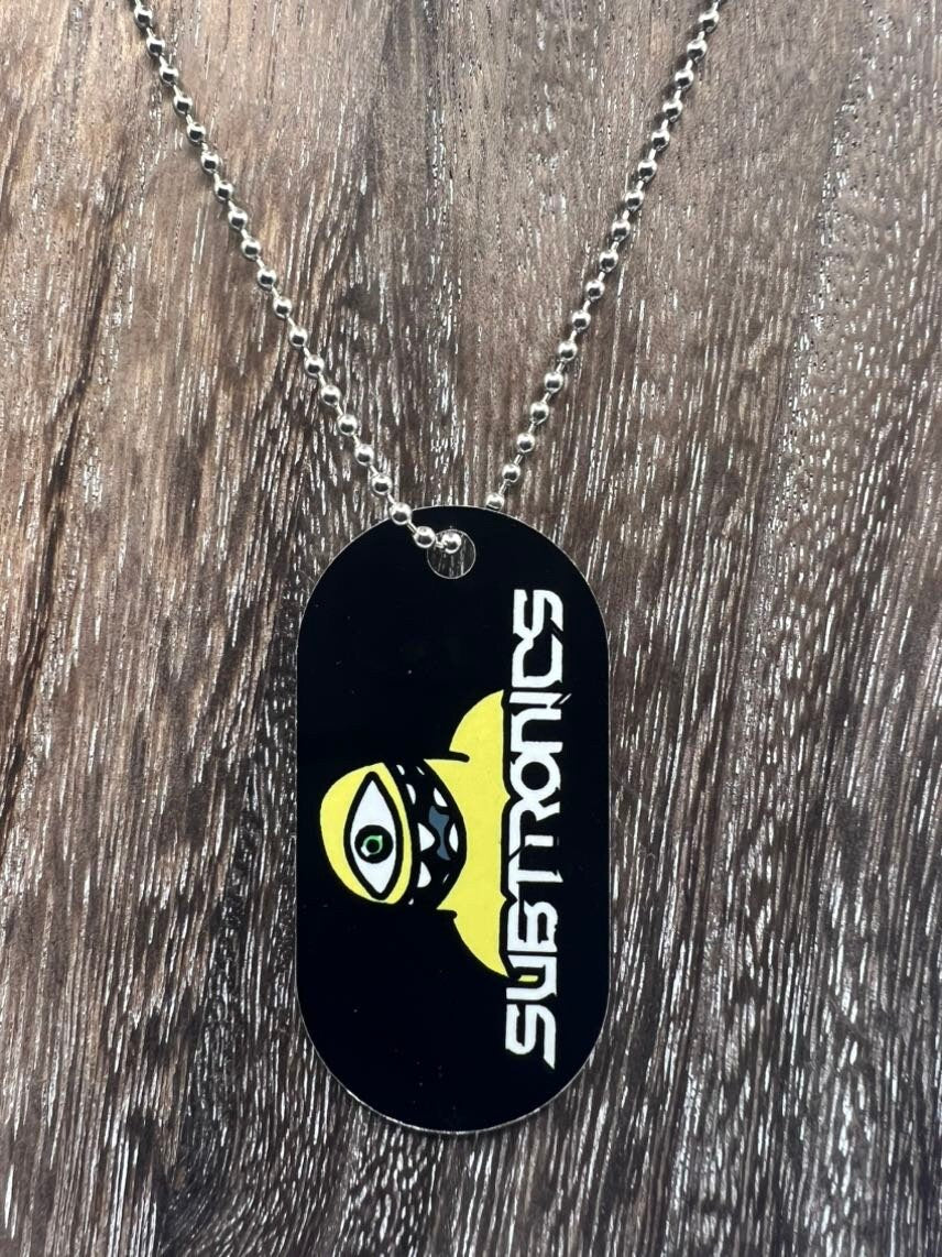 Subtronics Cyclops Army double sided Necklace Dogtag Chain Dubstep Rave EDM DJ Producer Hypnotic Green