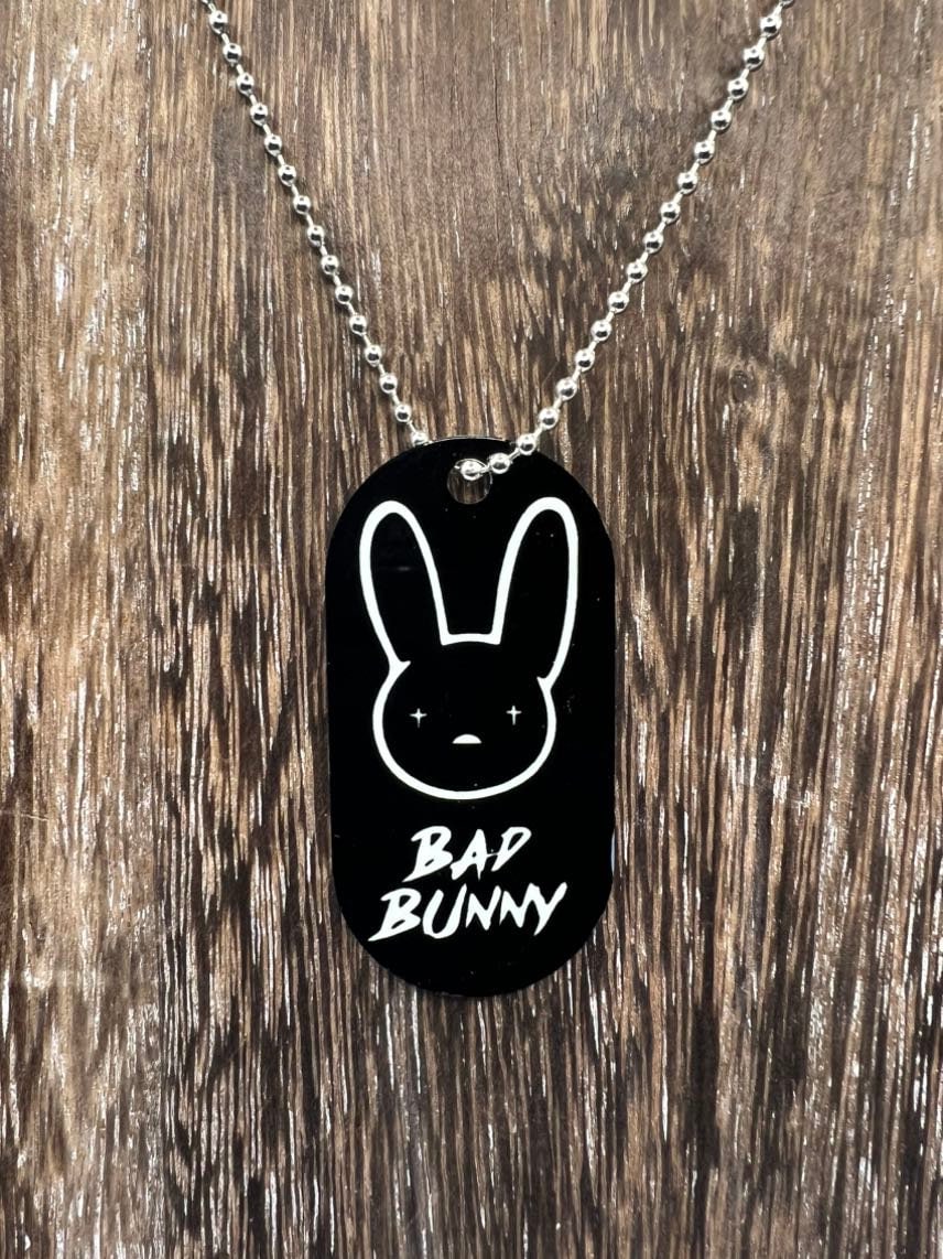 Bad Bunny double sided Necklace Un Verano Sin Ti X 100PRE Dogtag Chain