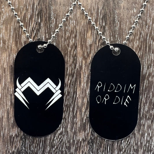 Monxx Double sided  Necklace Dogtag Chain   Dubstep Rave EDM DJ Producer Bass Riddim or die Wonky