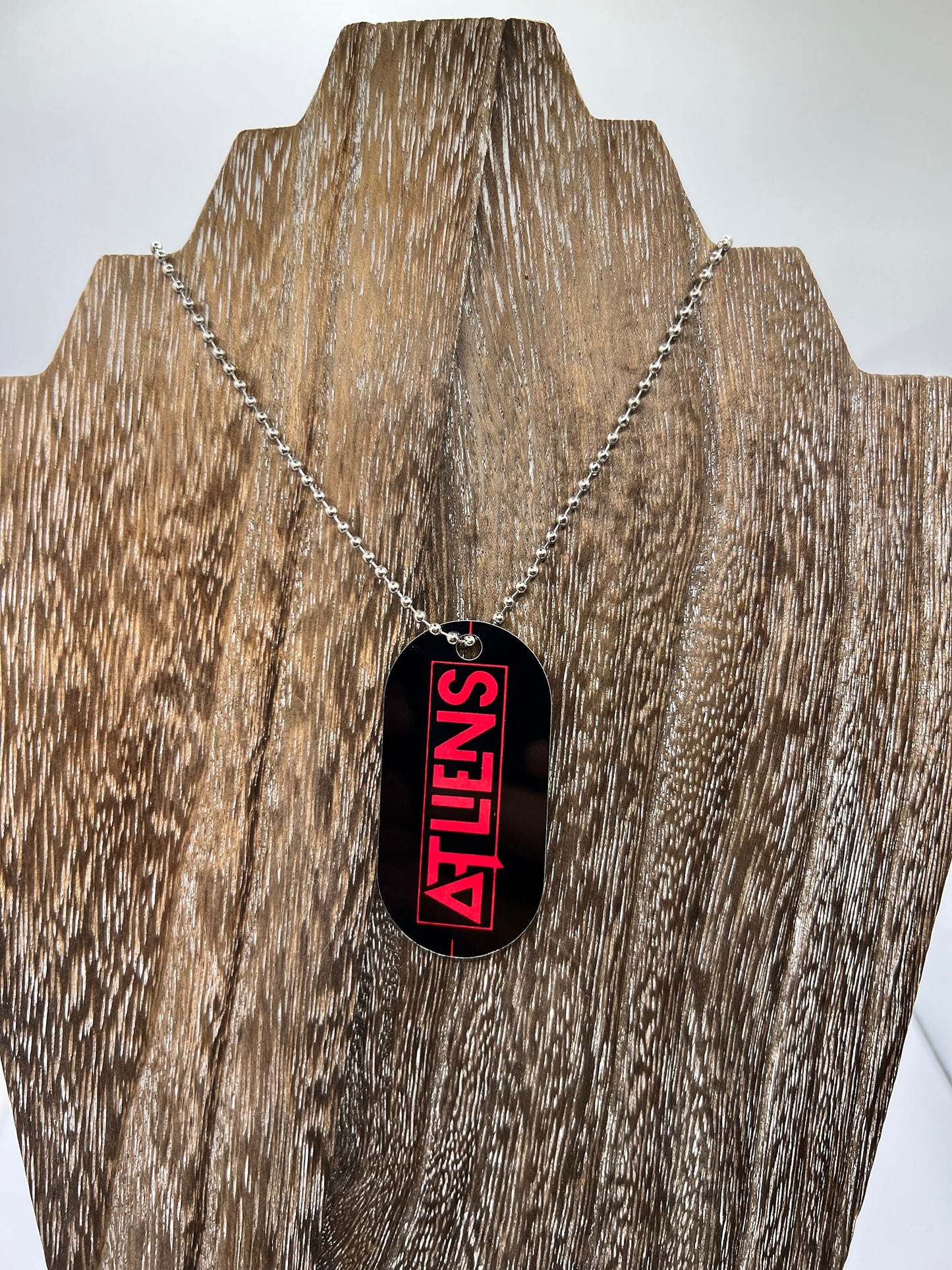 ATLiens  double sided Necklace Dogtag Chain  Dubstep Rave EDM DJ Producer Bass trippy wubz Wook vibe peace love