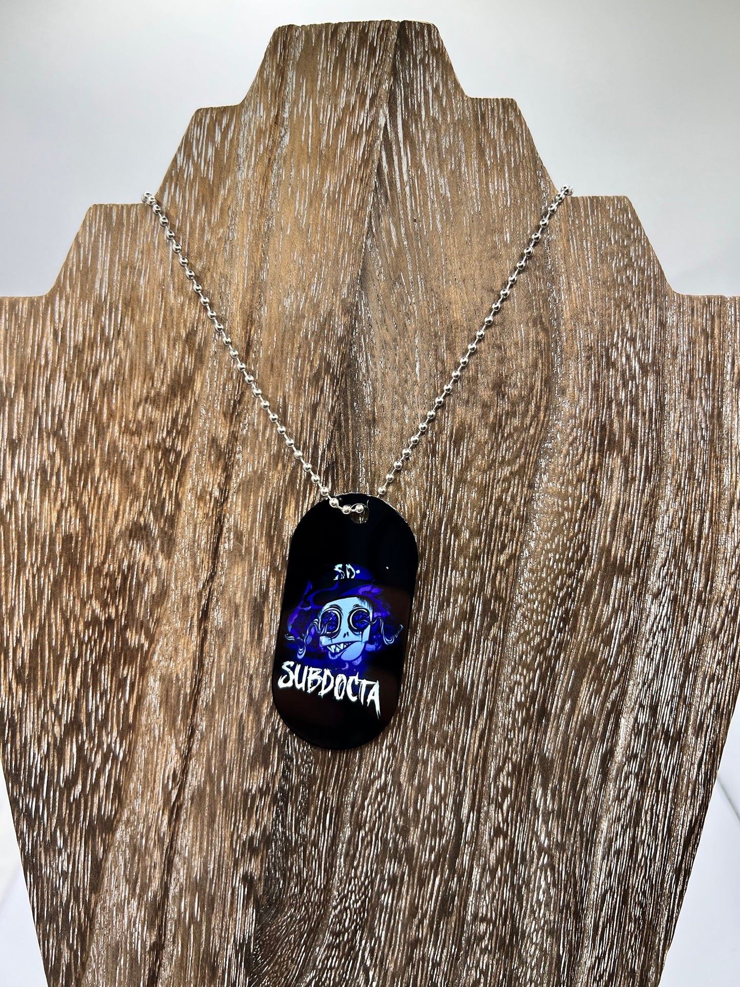 Subdocta  double sided Necklace Dogtag Chain  Dubstep Rave EDM DJ Producer Bass trippy wubz Wook vibe peace love